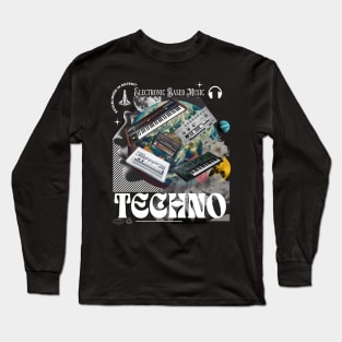 TECHNO  - Gear Head (White) Long Sleeve T-Shirt